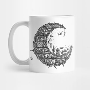 Crescent moon fantasy bookshelf Mug